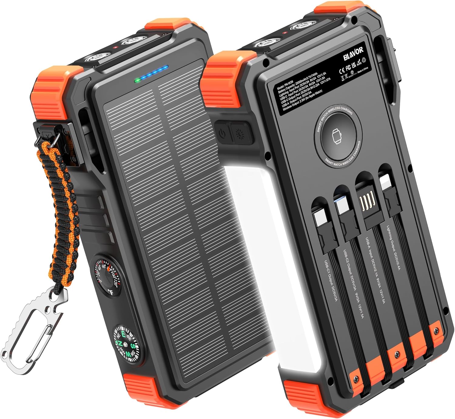 BLAVOR Solar Power Bank BLAVOR 20000mAh Solar Power Bank with Wireless Charging