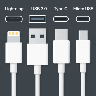 USB-C, Lightning, and Micro USB cables