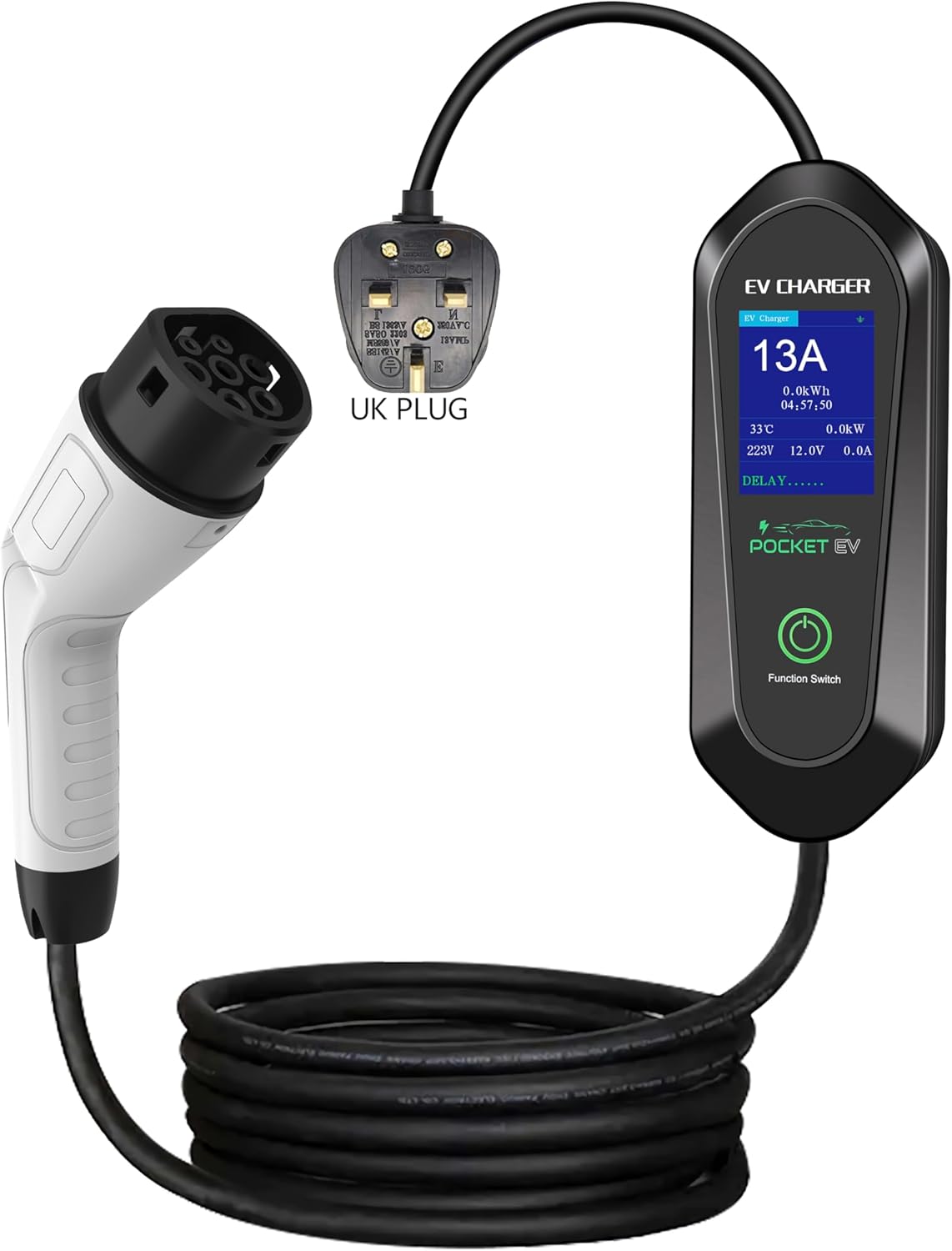 PocketEV Portable EV Charger with App Control (UK 3-Pin)