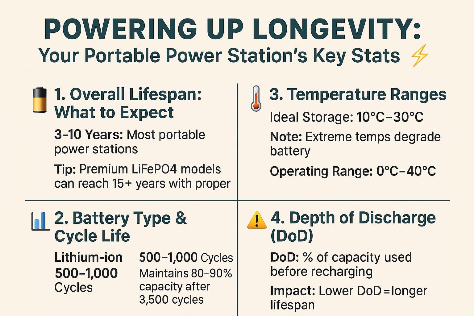 Maximizing portable power station lifespan infographic