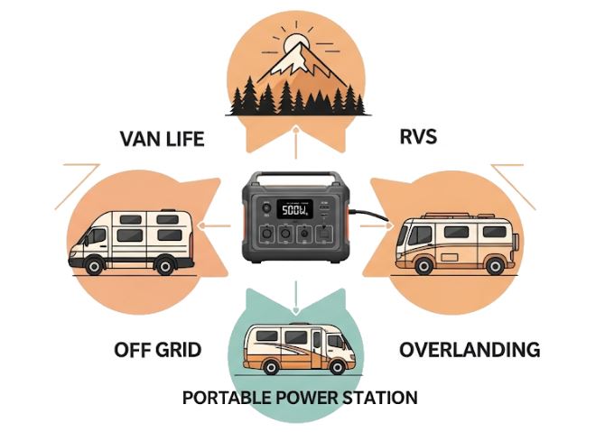 Infographic for portable power stations in van life